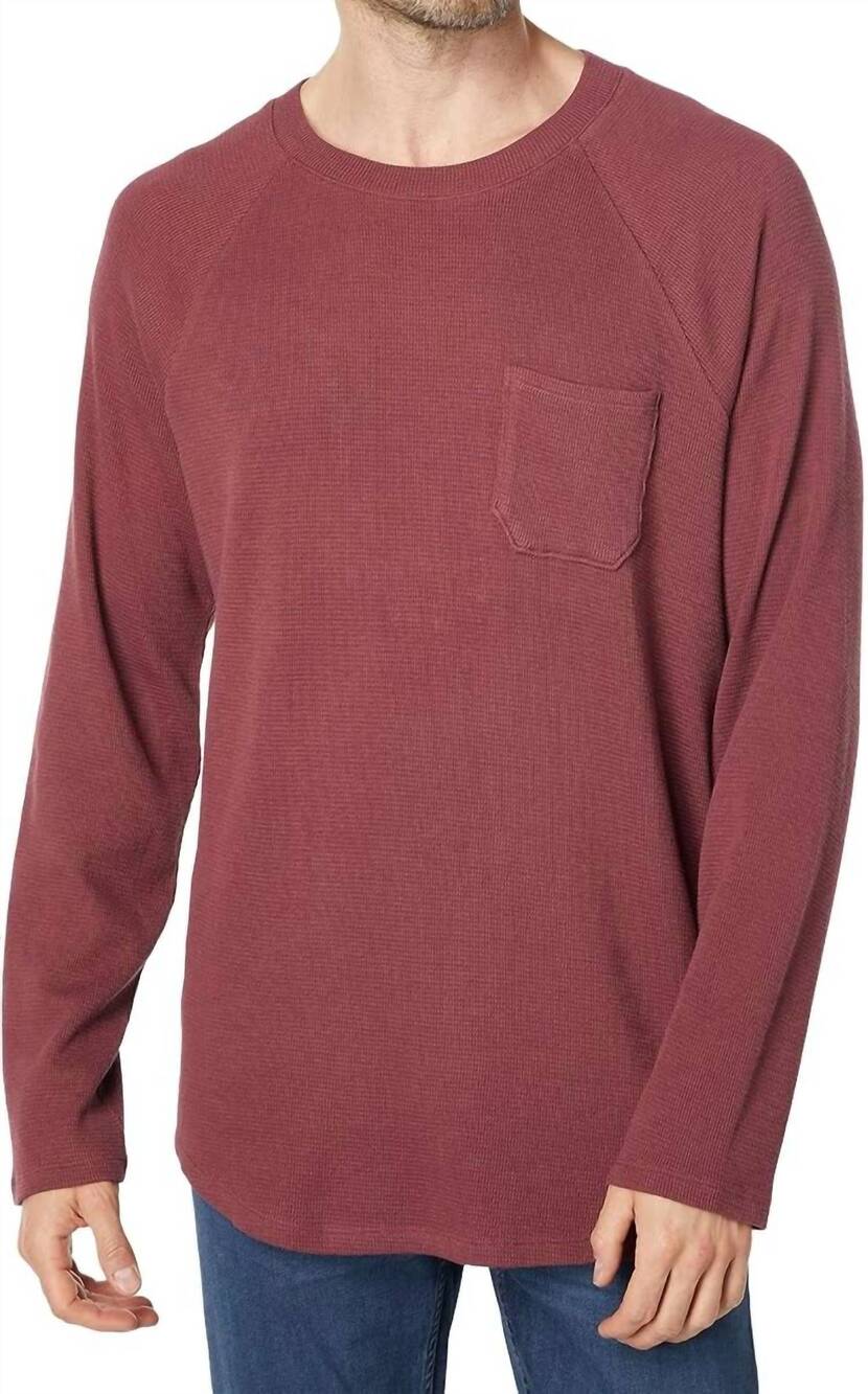 NEW PAIGE abe long sleeve waffle knit baseball tee shirt in red velvet